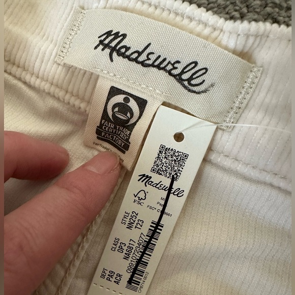 Madewell Tall Emmett 2.0 Wide-Leg Pants in Corduroy Size 23T Antique Cream - Picture 6 of 9